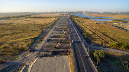 Construction of a new road at the southern entrance to Rostov-on-Don. Russia