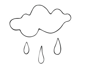 Cloud with rain. Hand drawn. Doodle. Vector
