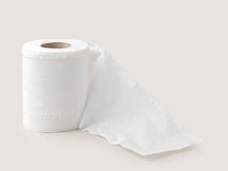 Roll of toilet paper isolated on bright background