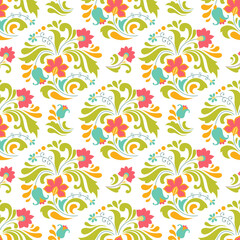 Floral seamless pattern in folk style
