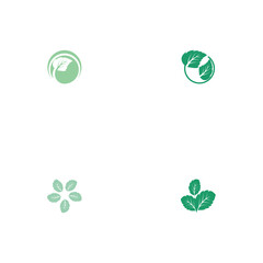 Set Leaf Mint Logo Template vector symbol