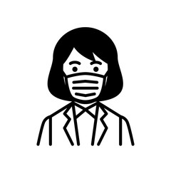 Woman wearing medical mask. Vector illustration.