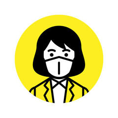 Woman wearing medical mask. Vector illustration.