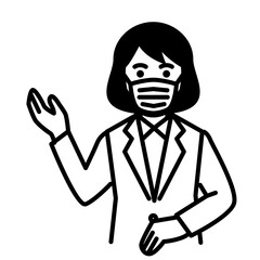 Woman wearing medical mask. Vector illustration.