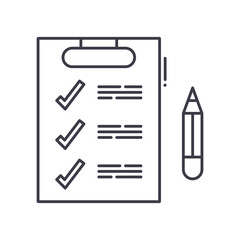 Planning clipboard icon, linear isolated illustration, thin line vector, web design sign, outline concept symbol with editable stroke on white background.