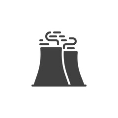 Refinery factory pipe vector icon. filled flat sign for mobile concept and web design. Factory industry pipe with smoke glyph icon. Symbol, logo illustration. Vector graphics