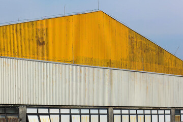 Pastel color Industrial background with roofing wall