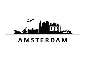 Amsterdam City Skyline Landscape in Netherlands