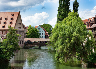 Bridge over the river in old Nuremberg