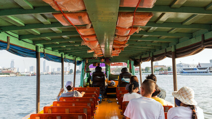 boat trip travel on riverside in Bangkok Thailand