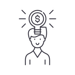 Marketing idea icon, linear isolated illustration, thin line vector, web design sign, outline concept symbol with editable stroke on white background.