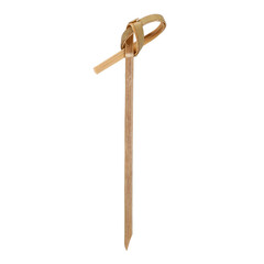 Decorated with multi-colored wooden cocktail sticks in the form of a knotted blade of grass. Isolated on white