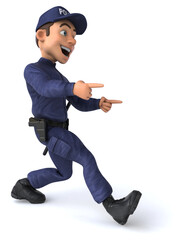 Fun 3D illustration of a cartoon Police Officer