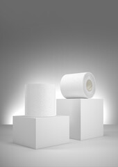 Toilettenpapier auf Podest präsentiert, Testsieger