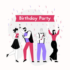 Happy men and women celebrating Birthday Party © dmitrymoi