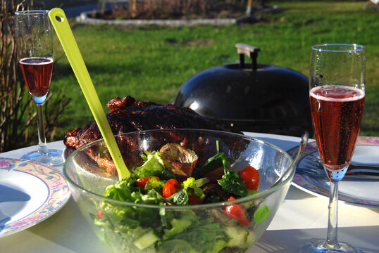 barbecue time in summer garden