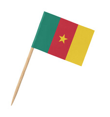 Small paper flag of Cameroon on wooden stick