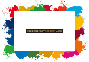 SDGsイメージの17色のアブストラクトフレーム（CMYKスウォッチ付）