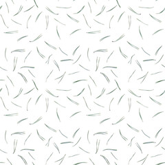 pine needles isolated on white background, seamless pattern. Christmas and New Year background.