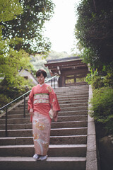 京都　南禅寺　女性着物　古き良き日本