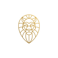 Outline emblem of geometric lion head hand drawn with thin lines