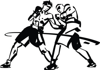 The vector illustration of the boxing fighter