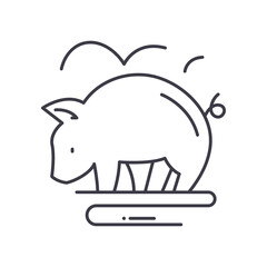 Pig icon, linear isolated illustration, thin line vector, web design sign, outline concept symbol with editable stroke on white background.