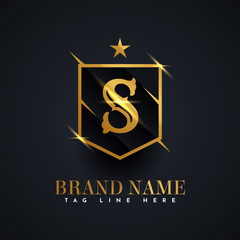 S Alphabet gold logo, brand name illustration template design