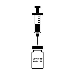 Covid-19 coronavirus vaccine icon. Syringe and vaccine flat icon isolated on white background