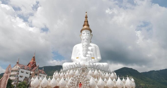 Five White Buddhas at Wat Phra Thad Pha Son Kaew Temple, Phetchabun, Thailand.