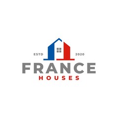 France houses logo vector template. real estate graphic asset