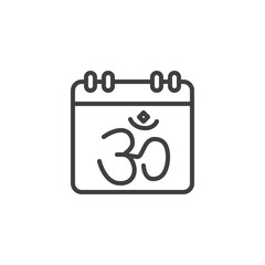 Indian calendar line icon. linear style sign for mobile concept and web design. Hindu calendar day outline vector icon. Symbol, logo illustration. Vector graphics