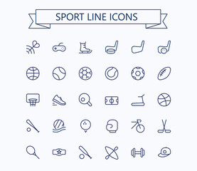 Sport line mini icons. Editable stroke. 24x24 px. Pixel Perfect.