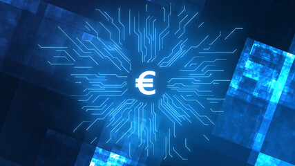 Central Bank Digital Currency (EURO) -  on the future background. 