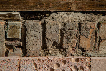 The texture of a stone wall, flooring, concrete destruction, metal corrosion and rusty antiquity,...