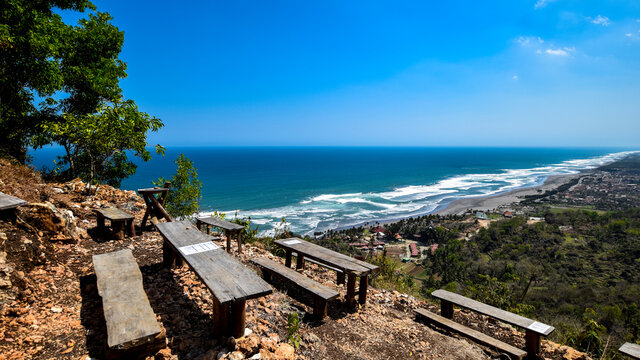 Parangtritis beach view from paralayang hill Yogyakarta