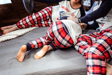 Family in matching pajamas