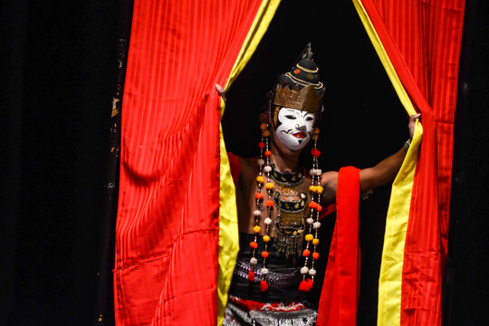Traditional Banyuwangi pupet performance in cultural park yogyakarta,