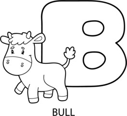  alphabet coloring page. Vector illustration of educational cartoon character for kids