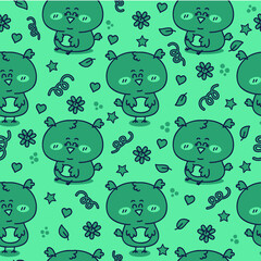 Vector seamless pattern with adorable friendly owls