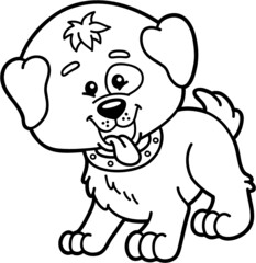 Vector illustration of cute cartoon dog character for children, coloring and scrap book