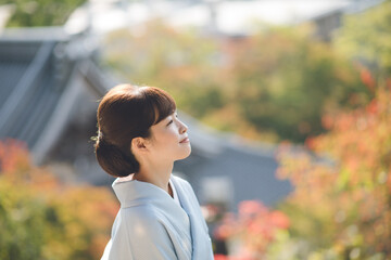 京都禅林寺 （永観堂）、ミスきもの、着物モデル、ポートレート、日本伝統、和風美人