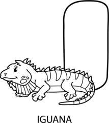 Fototapeta na wymiar Vector illustration of educational alphabet coloring page with cartoon animal for kids