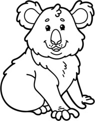 Obraz na płótnie Canvas Vector illustration of cute cartoon koala character for children, coloring and scrap book