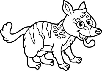  Vector illustration of educational coloring page with cute cartoon numbat character for children, coloring and scrap book