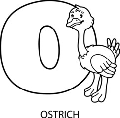 Vector illustration of educational alphabet coloring page with cartoon animal for kids