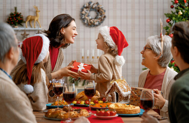 family celebrating Christmas