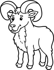 Vector illustration of cute cartoon urial character for children, coloring and scrap book