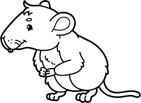 Vector illustration of cute cartoon vole character for children, coloring and scrap book