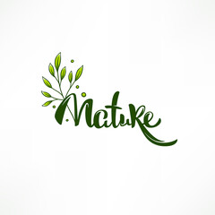beauty of nature doodle organic leave emblem,  frame and logo